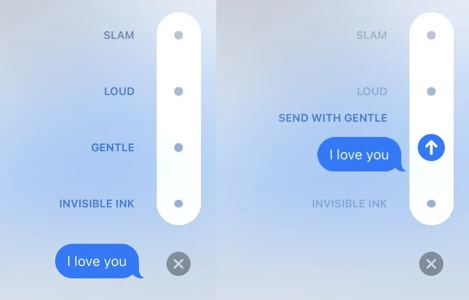 رابط کاربری ساده افکت‌های حبابی در iMessage