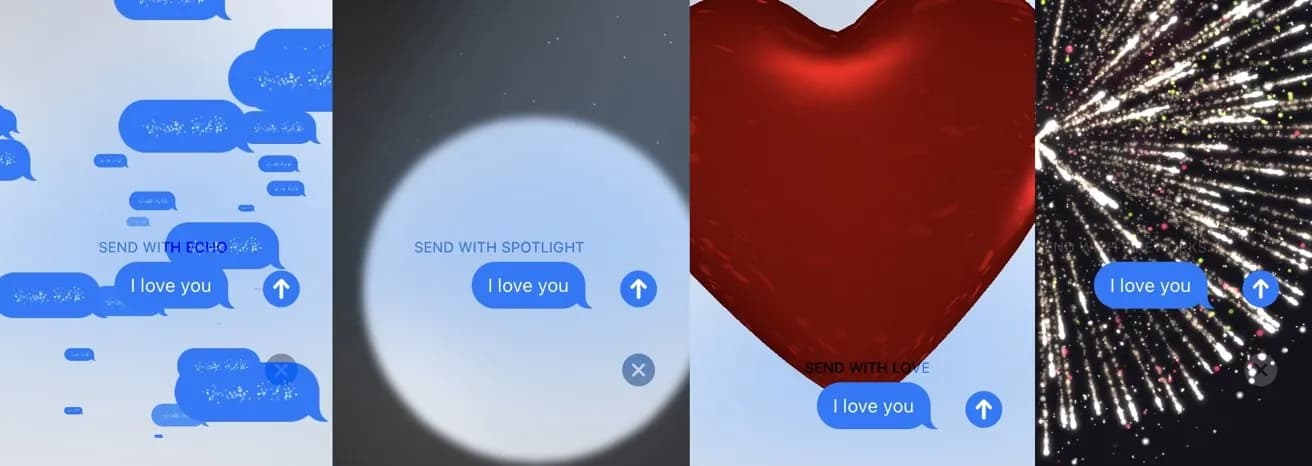 چند نمونه انیمیشن تمام‌صفحه قابل انتخاب در iMessage