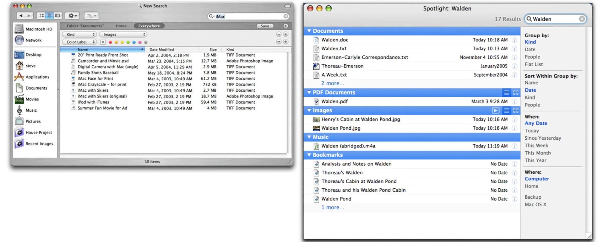 Spotlight در Mac OS X Tiger