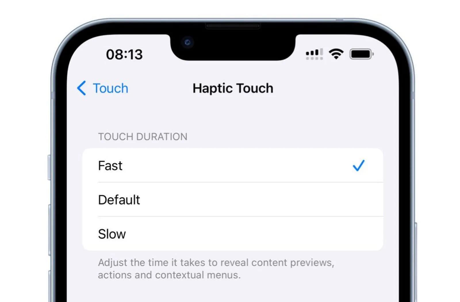تست سرعت Haptic Touch در iOS 17