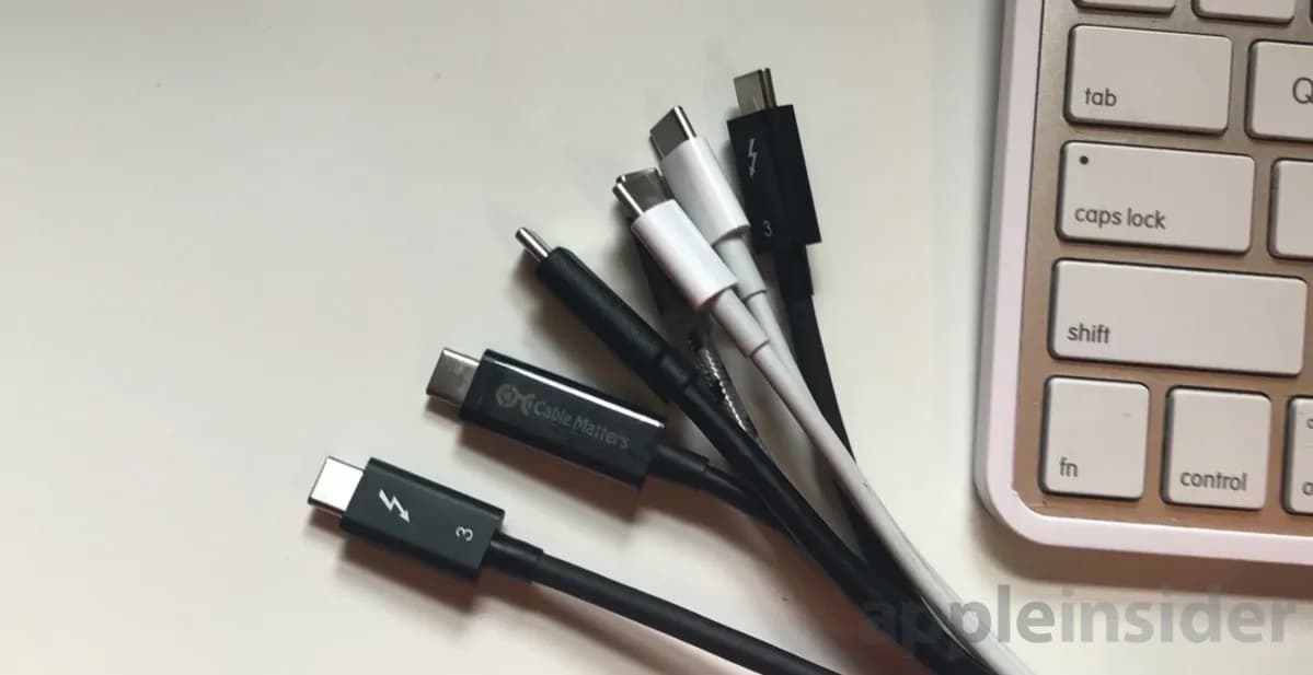 مجموعه‌ای از کابل‌های USB-C و Thunderbolt با قابلیت‌های متفاوت