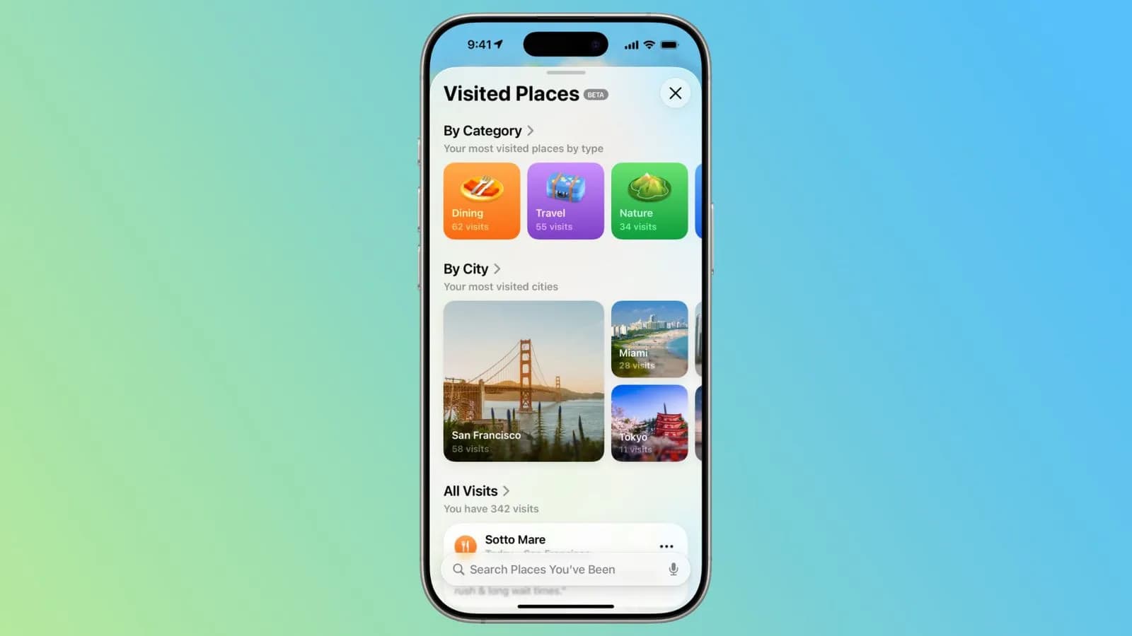 تنظیمات ویژگی مکان‌های بازدید شده در Apple Maps