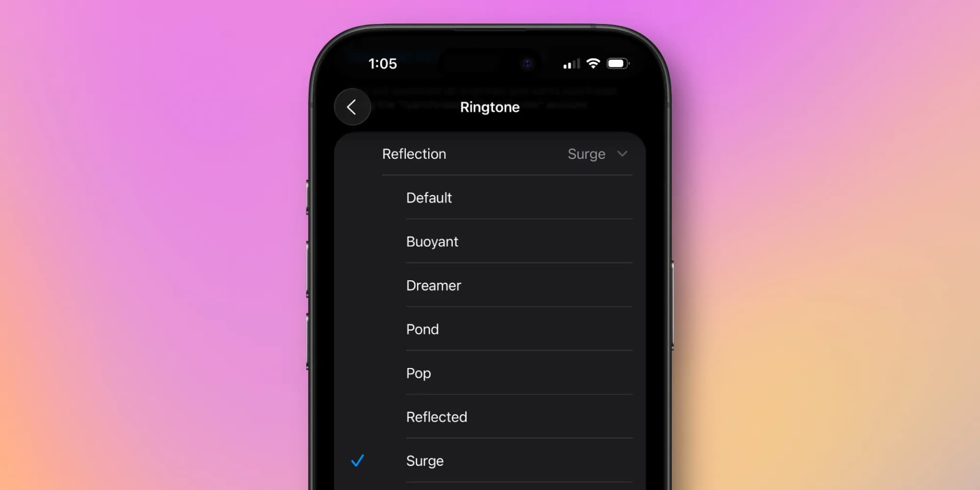 نسخه‌های مختلف زنگ Reflections در iOS 26