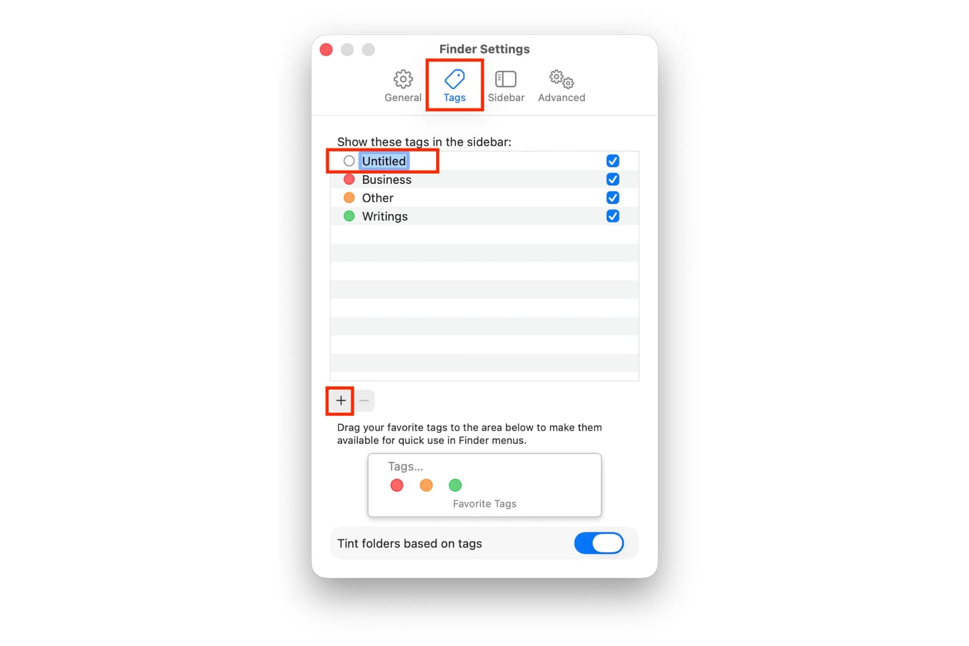 ایجاد تگ در Finder