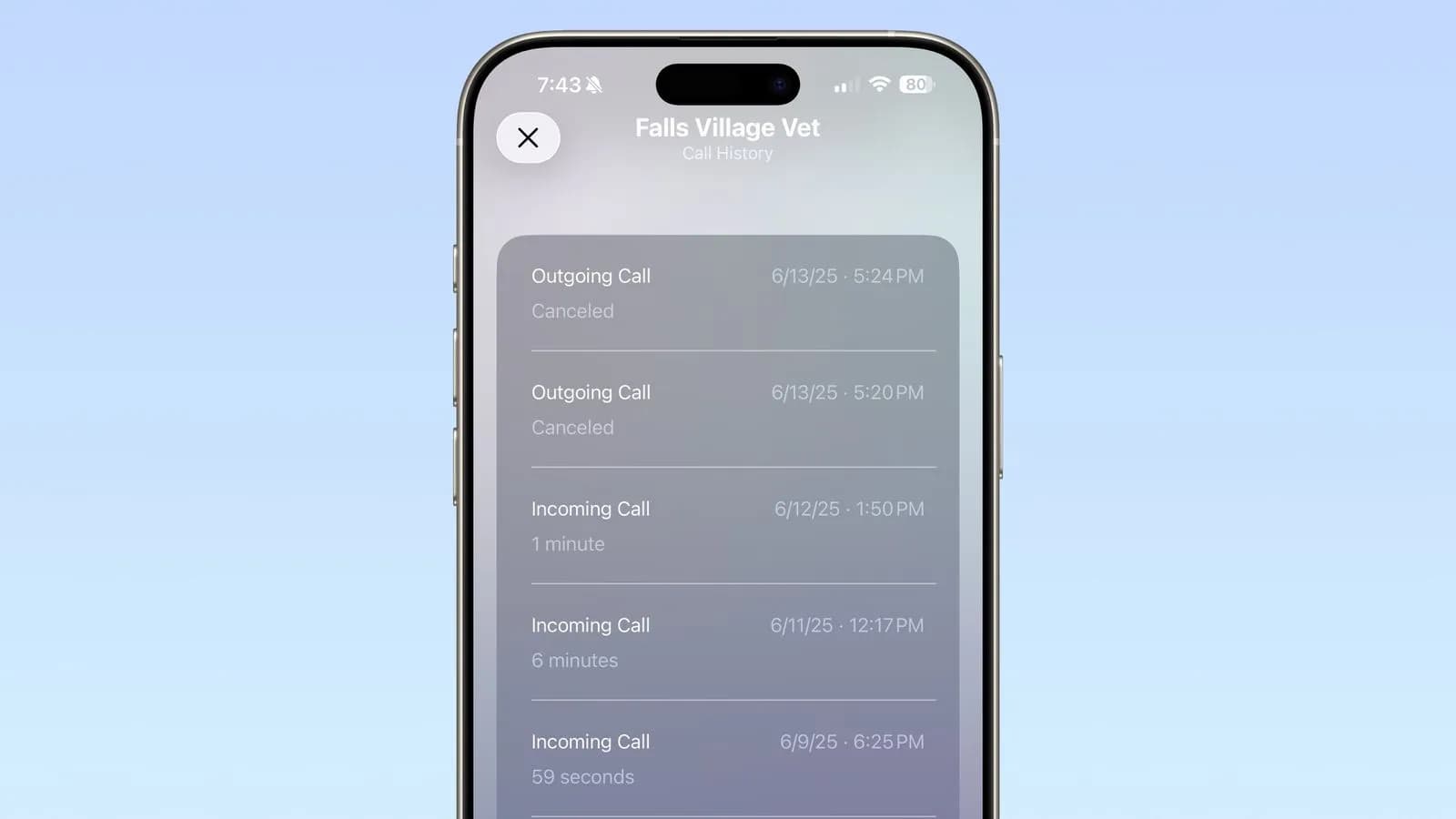 نمایش تاریخچه تماس iOS 26