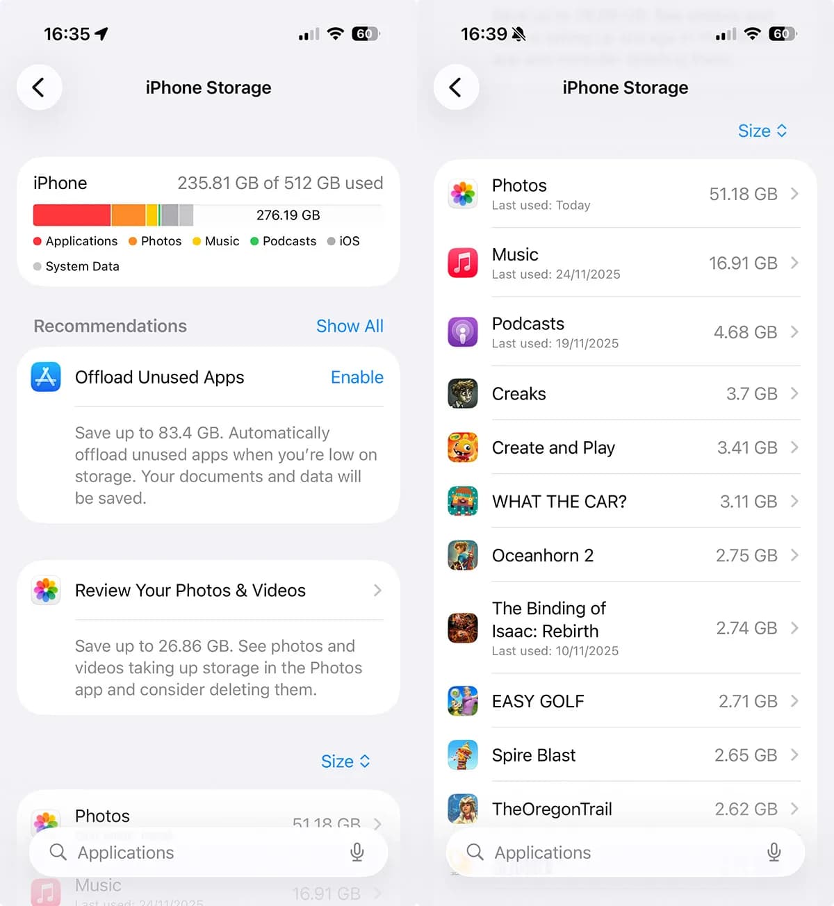 حذف برنامه‌های حجیم برای افزایش سرعت آیفون
