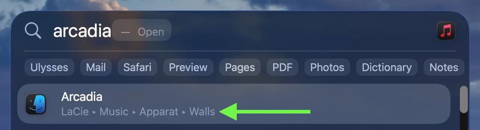 نمایش مسیر فایل در Spotlight