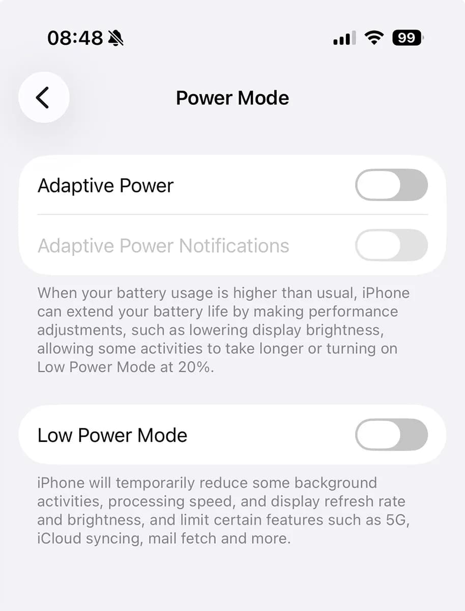 تنظیم Adaptive Power برای جلوگیری از محدودسازی عملکرد