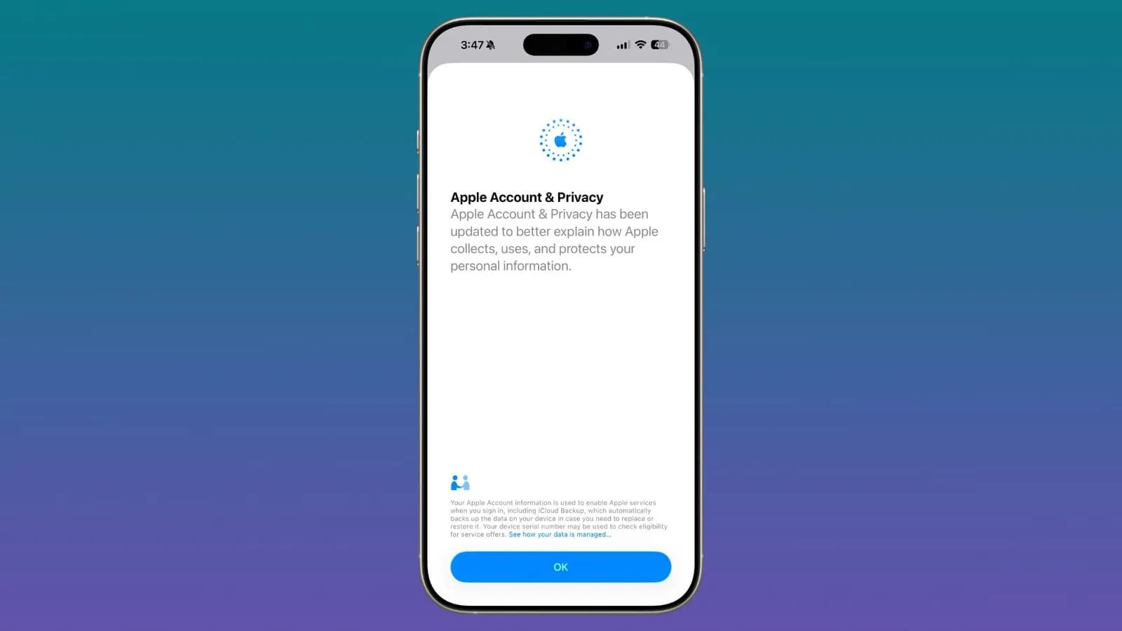 اطلاع‌رسانی حریم خصوصی حساب اپل در iOS 26.2