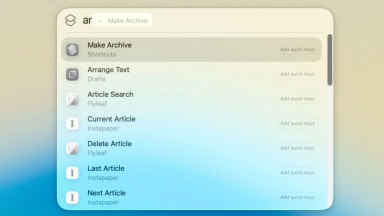 آموزش استفاده از کلیدهای میانبر (Quick Keys) در Spotlight مک‌او‌اس Tahoe