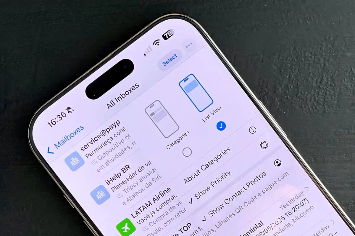 تغییرات برنامه mail در آیفون