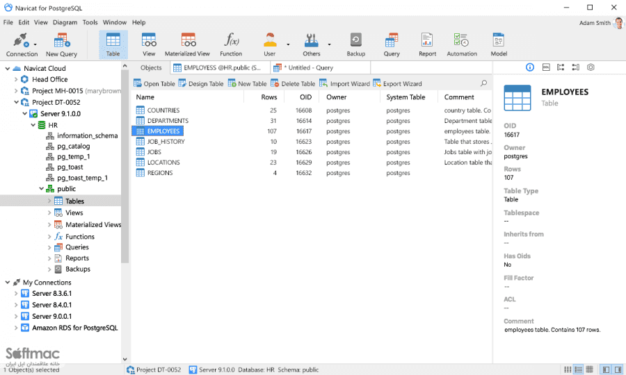 اسکرینشات 3 Navicat for PostgreSQL