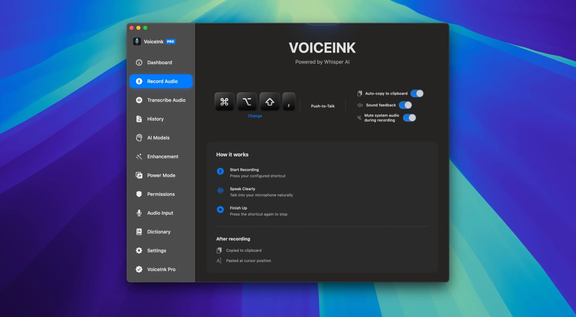 اسکرینشات 1 VoiceInk