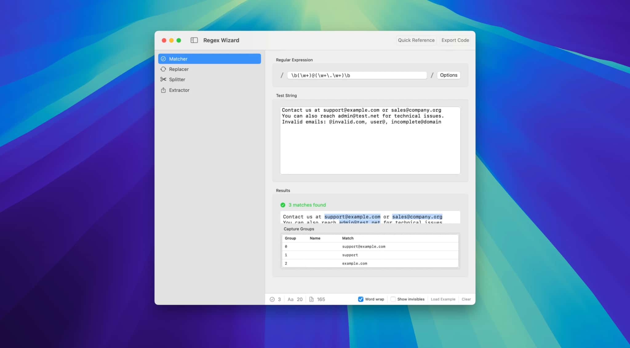 اسکرینشات 5 RegEx Wizard
