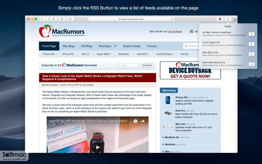 اسکرینشات 1 RSS Button for Safari