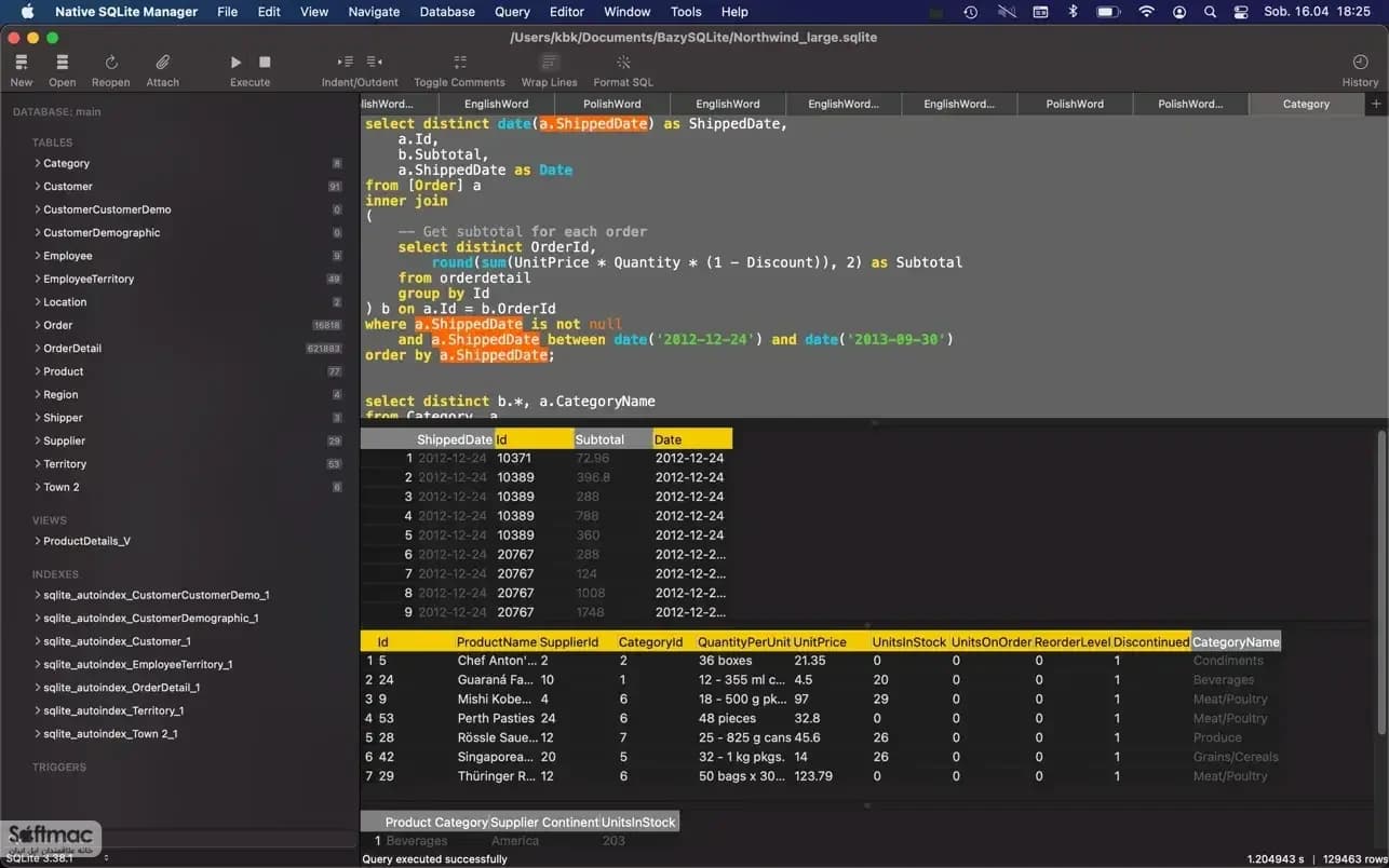 اسکرینشات 1 Native SQLite Manager