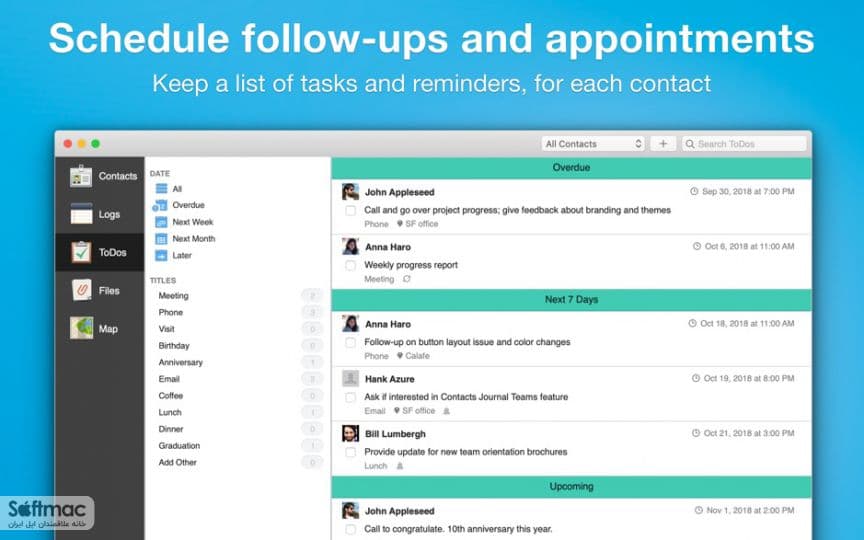 اسکرینشات 1 Contacts Journal CRM