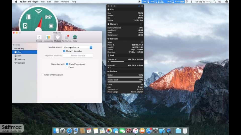 اسکرینشات 2 MenuBar Stats