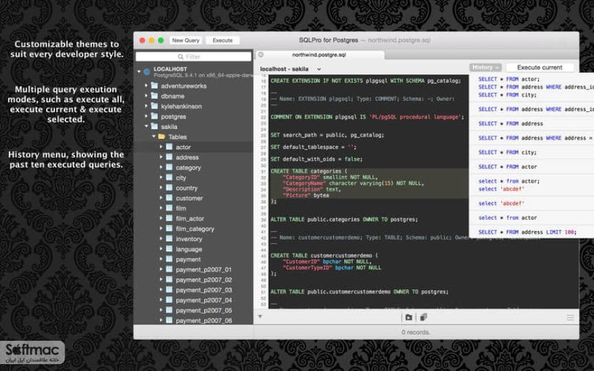 اسکرینشات 1 SQLPro for Postgres
