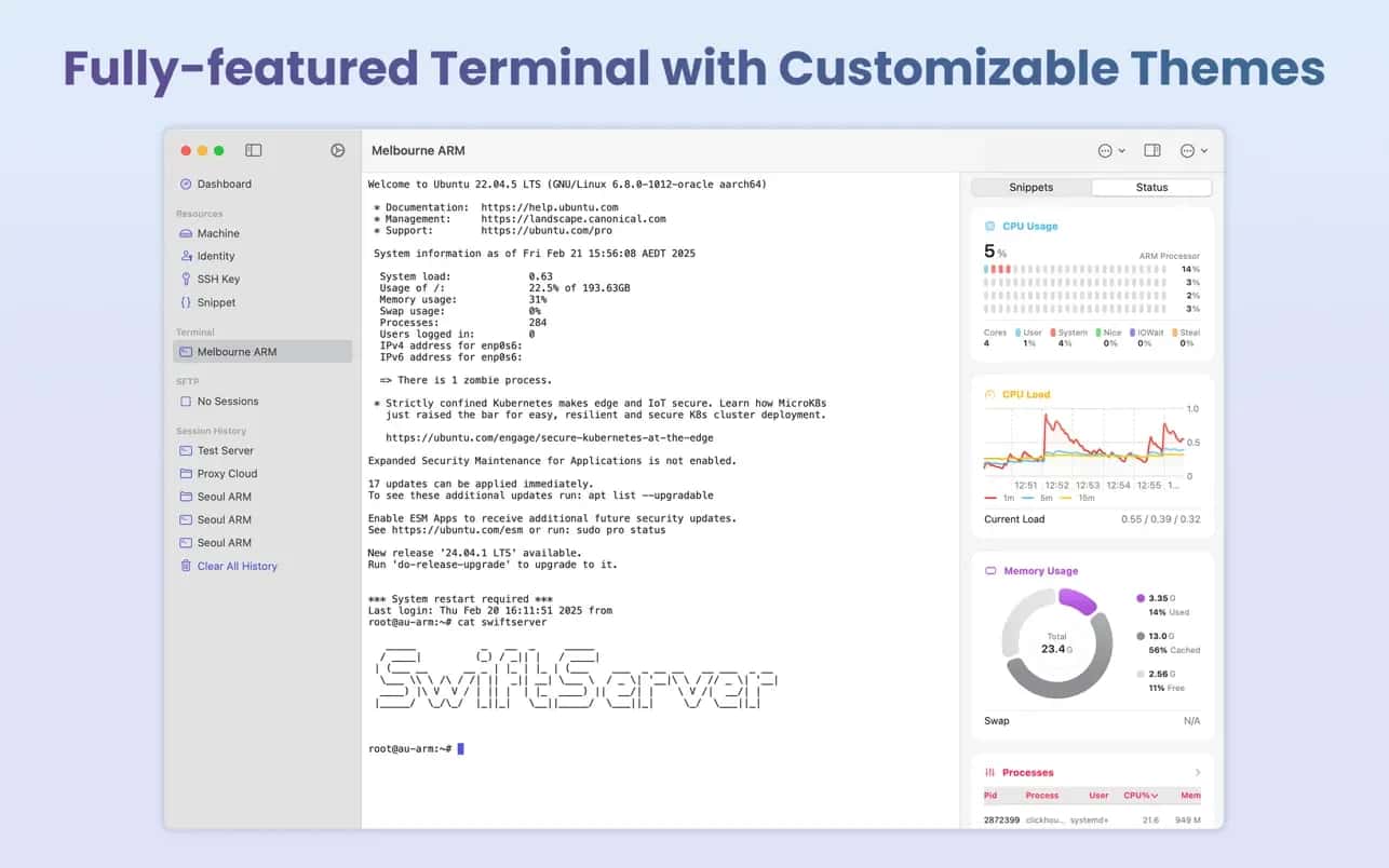 اسکرینشات 5 SwiftServer - Monitoring & SSH