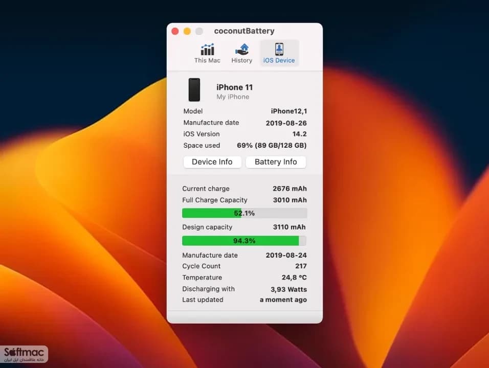 اسکرینشات 1 coconutBattery Plus
