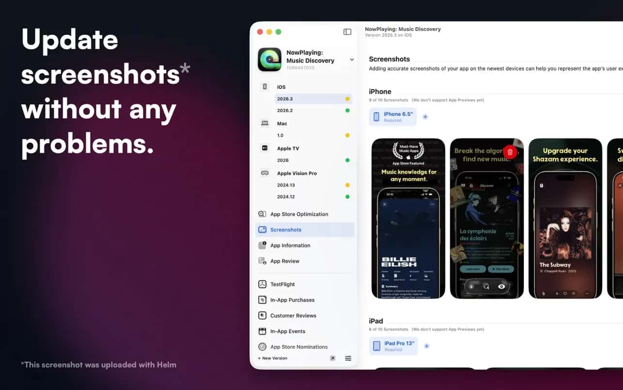 اسکرینشات 5 Helm for App Store Connect