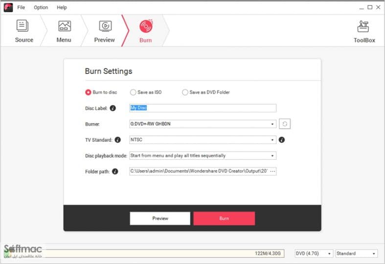 اسکرینشات 1 Wondershare DVD Creator