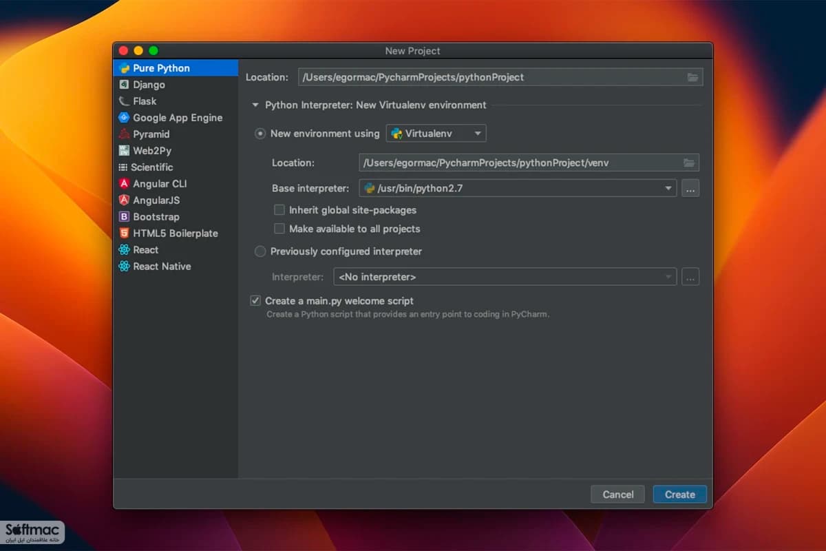 اسکرینشات 1 PyCharm