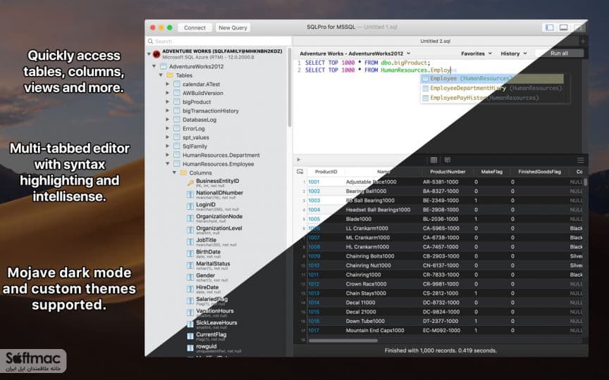 اسکرینشات 1 SQLPro for MSSQL