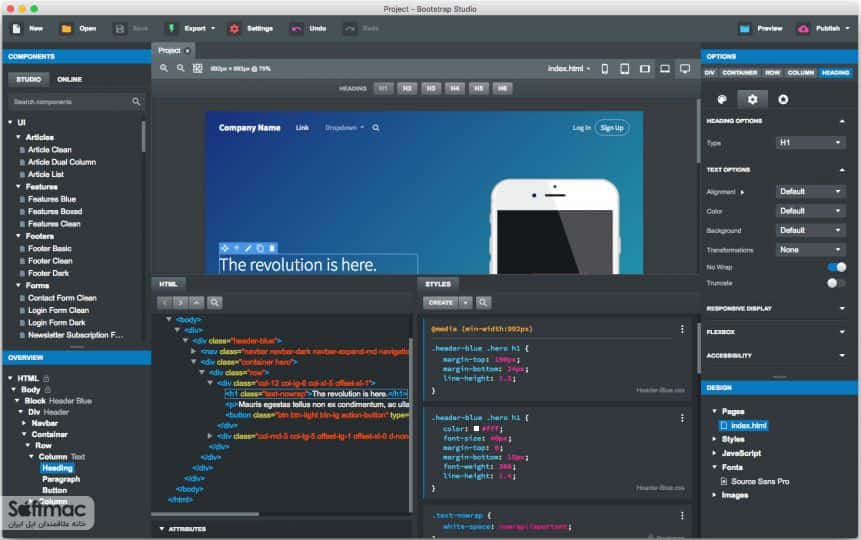 اسکرینشات 2 Bootstrap Studio