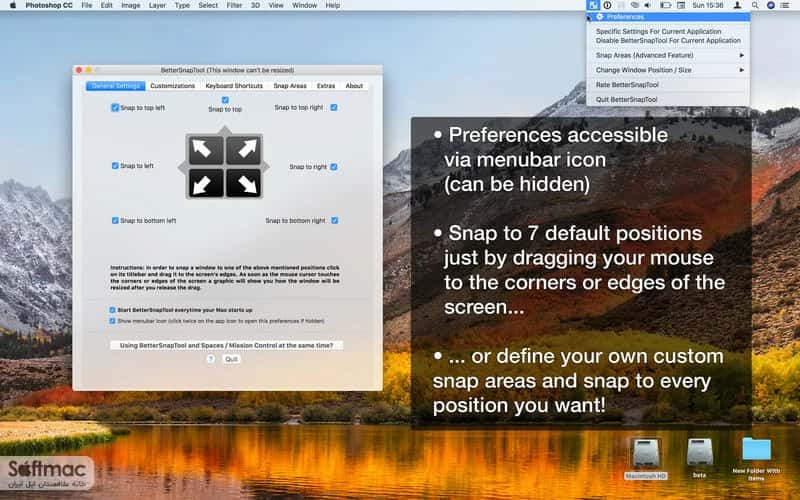 اسکرینشات 2 BetterSnapTool