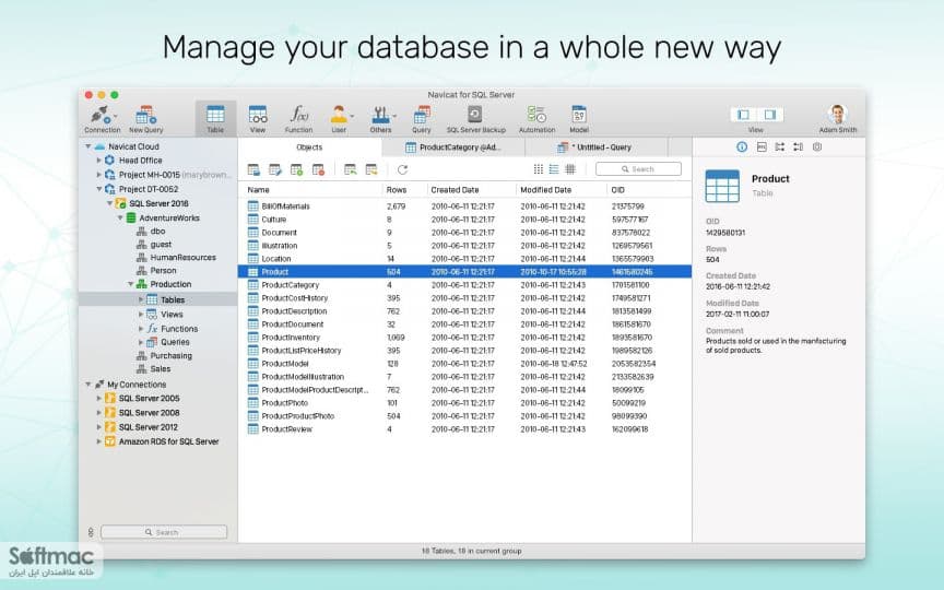 اسکرینشات 1 Navicat for SQL Server