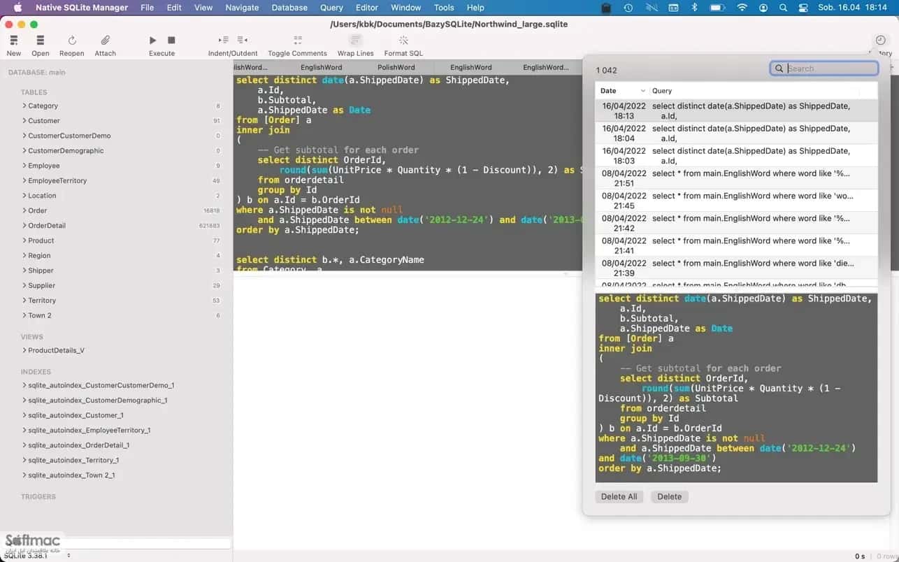 اسکرینشات 5 Native SQLite Manager