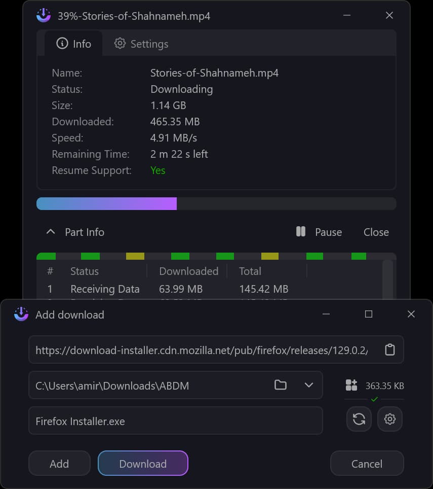 اسکرینشات 1 AB Download Manager