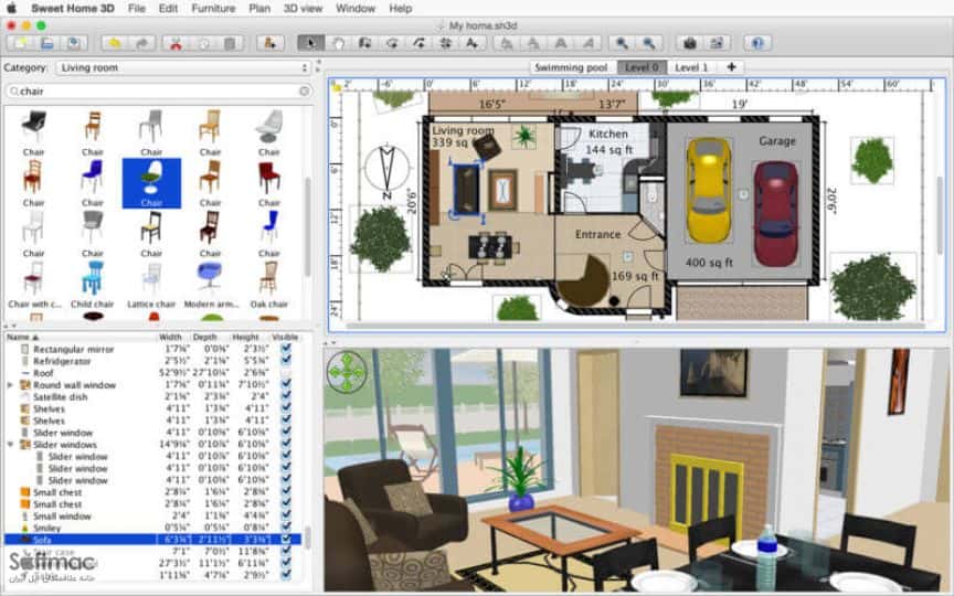 اسکرینشات 3 Sweet Home 3D