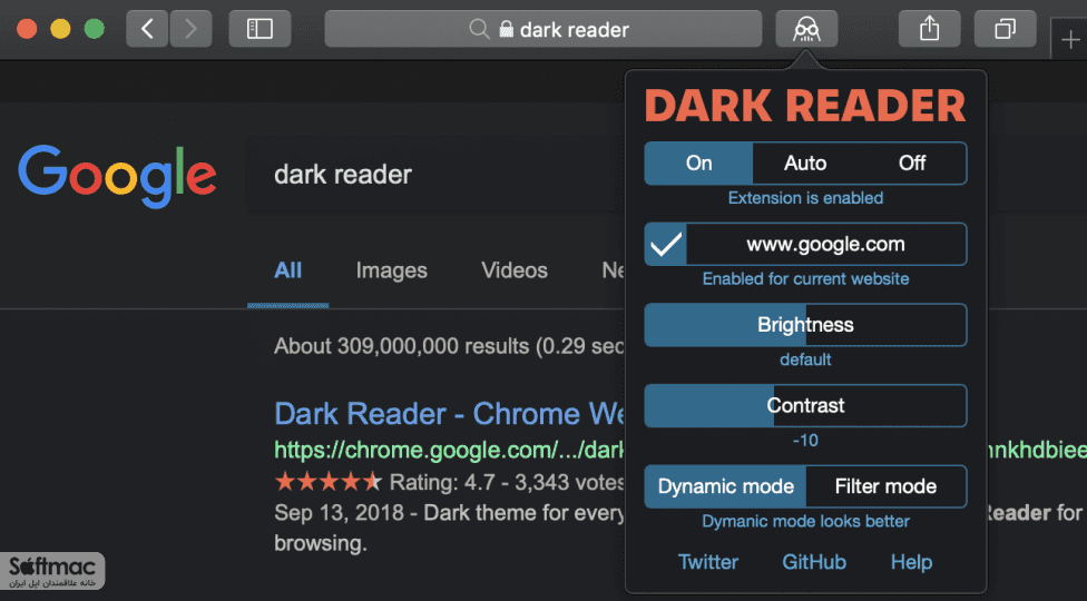 اسکرینشات 3 Dark Reader for Safari
