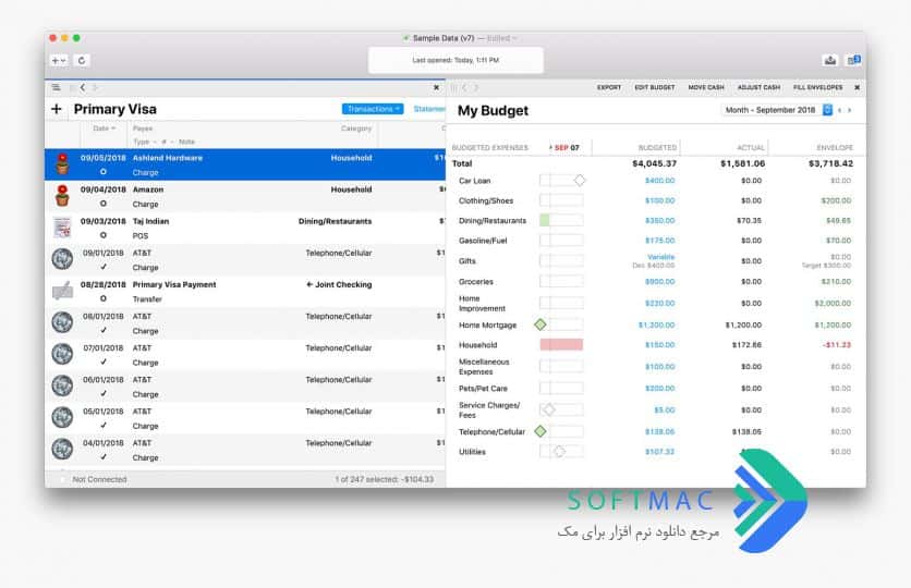 اسکرینشات 3 Banktivity