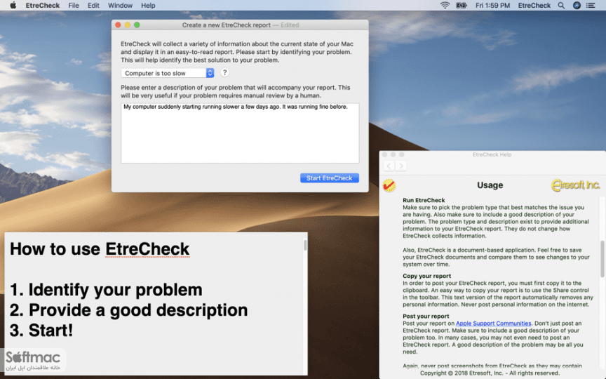 اسکرینشات 1 EtreCheck Pro