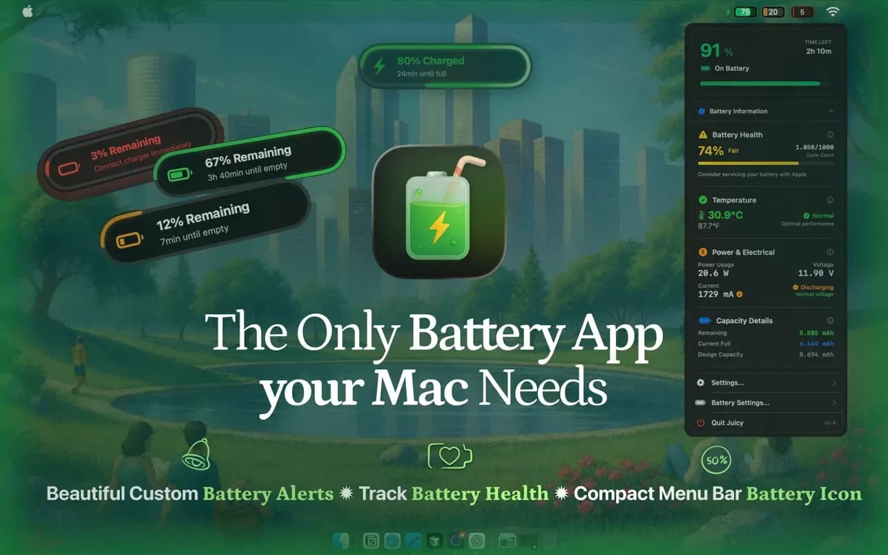 اسکرینشات 1 Juicy: Battery Alerts & Health