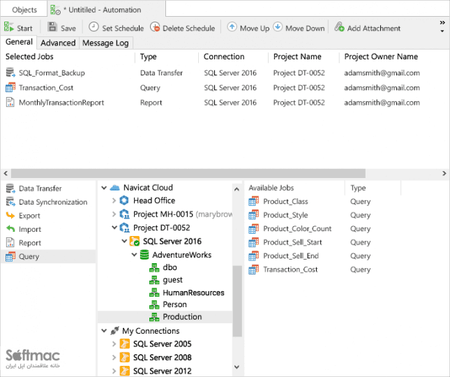 اسکرینشات 3 Navicat for SQL Server