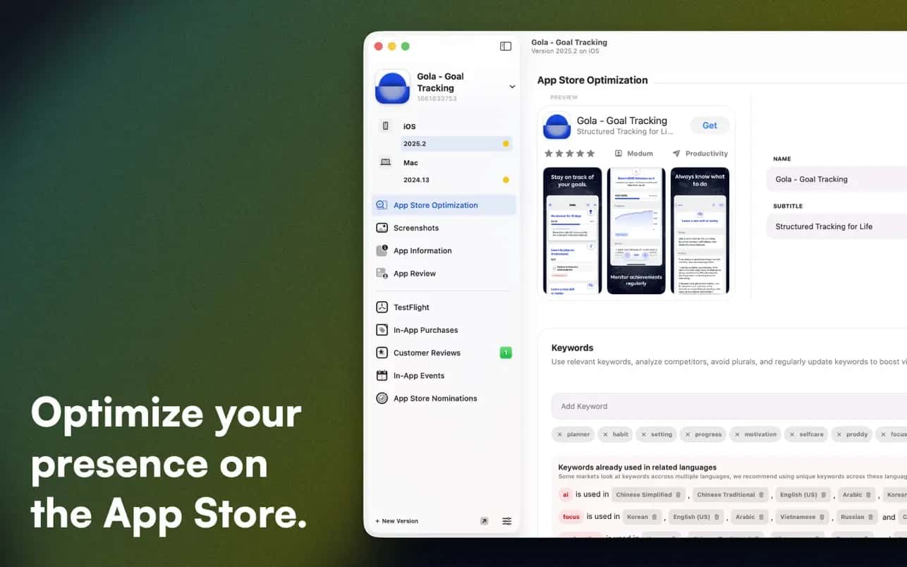 اسکرینشات 8 Helm for App Store Connect