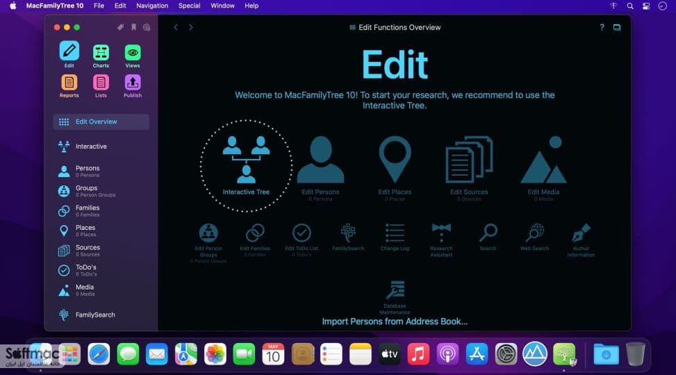 اسکرینشات 1 MacFamilyTree