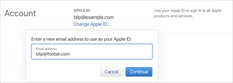 تغییر آدرس ایمیل در اپل آیدی